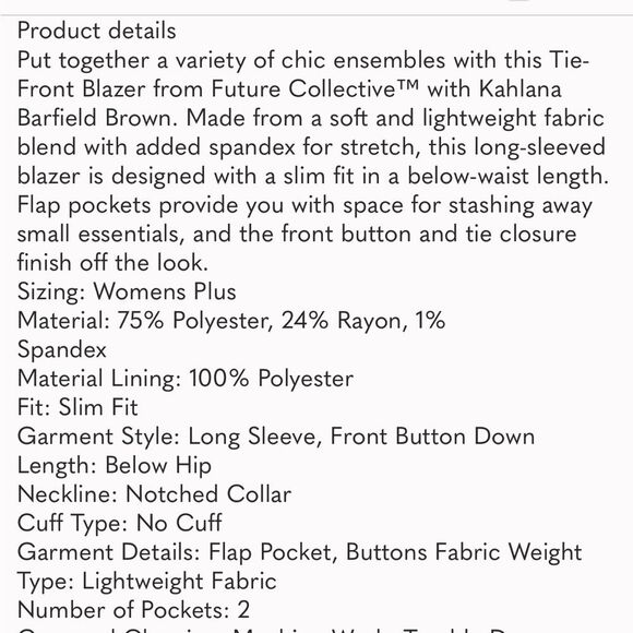 NWT Future Collective by Kahlana Barfield Black Blazer Jacket Belted Sz 2X - Picture 6 of 6